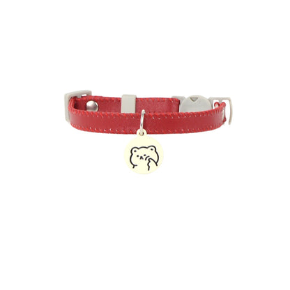Mokka cat collar displayed flat highlighting adjustable strap and vibrant cartoon cat charm