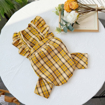 Ozzie - Plaid Ruffle Trim Dog and Cat Jumpsuit