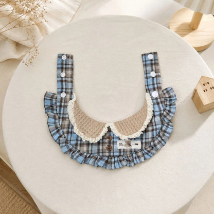 Mokka - Plaid Ruffle Bib Pet Neckwear