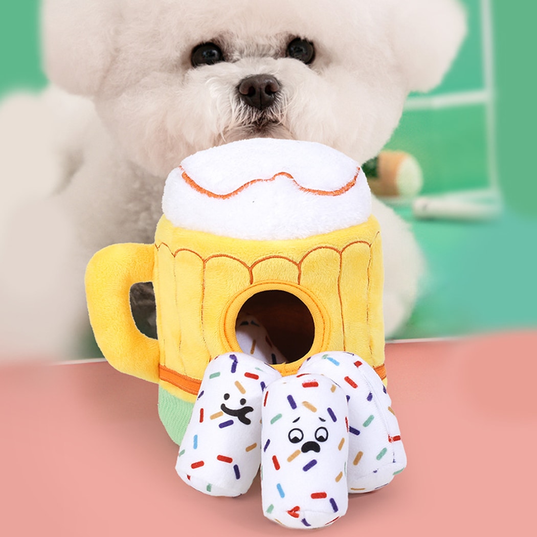 Petkin - Beer Mug Plush Squeaky Dog Toy
