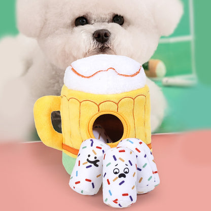 Petkin - Beer Mug Plush Squeaky Dog Toy