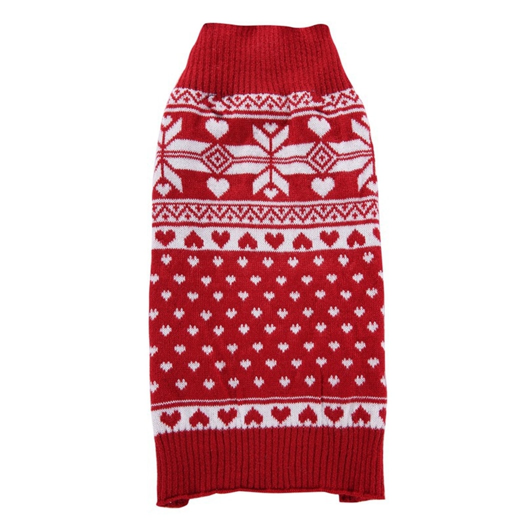 Ozzie - Festive Snowflake Heart Pattern Dog Sweater