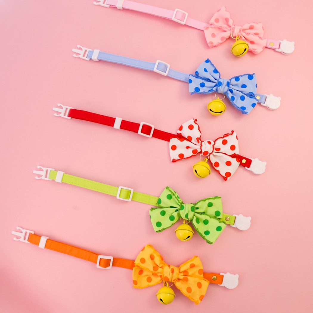 Mokka - Polka Dot Bow Bell Cat Collar