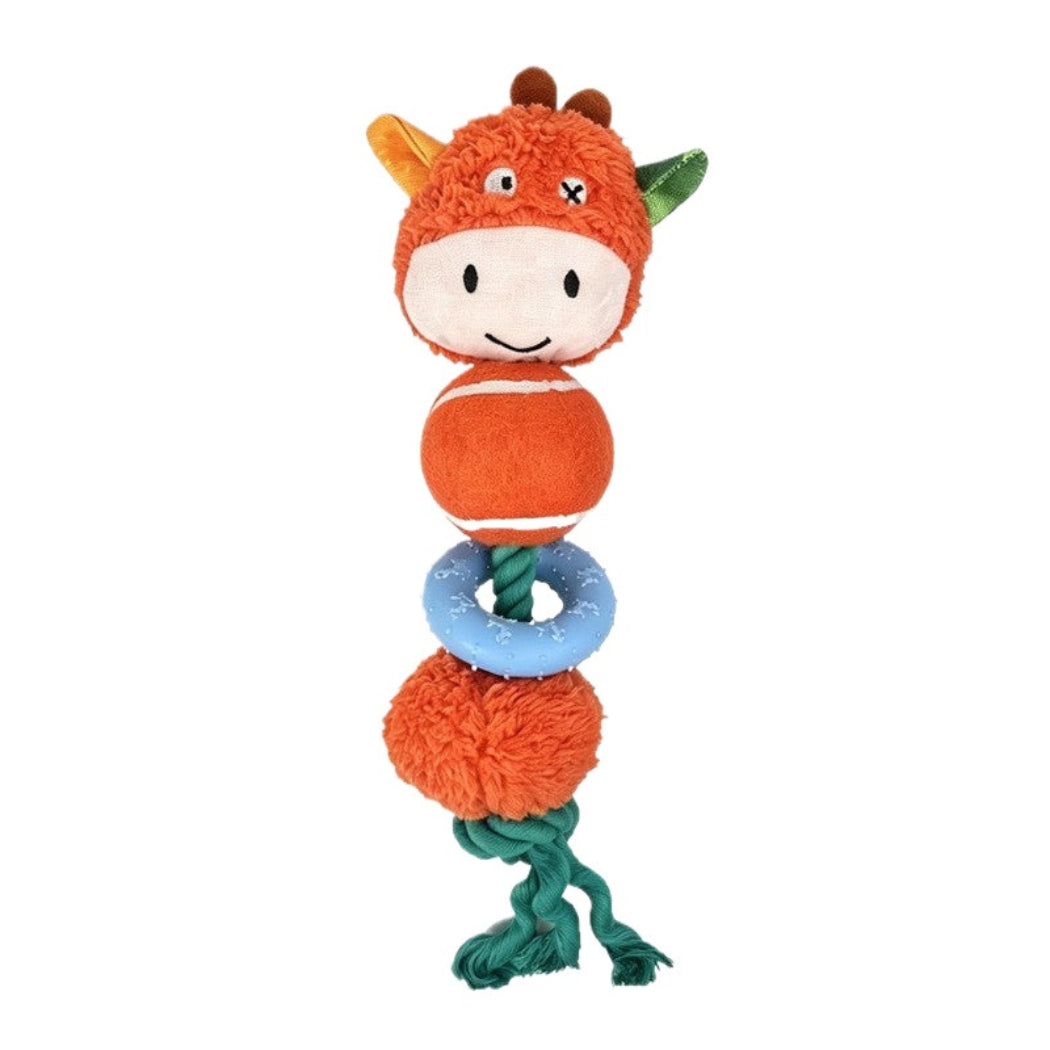 Petkin - Squeaky Plush Animal Rope Dog Toy