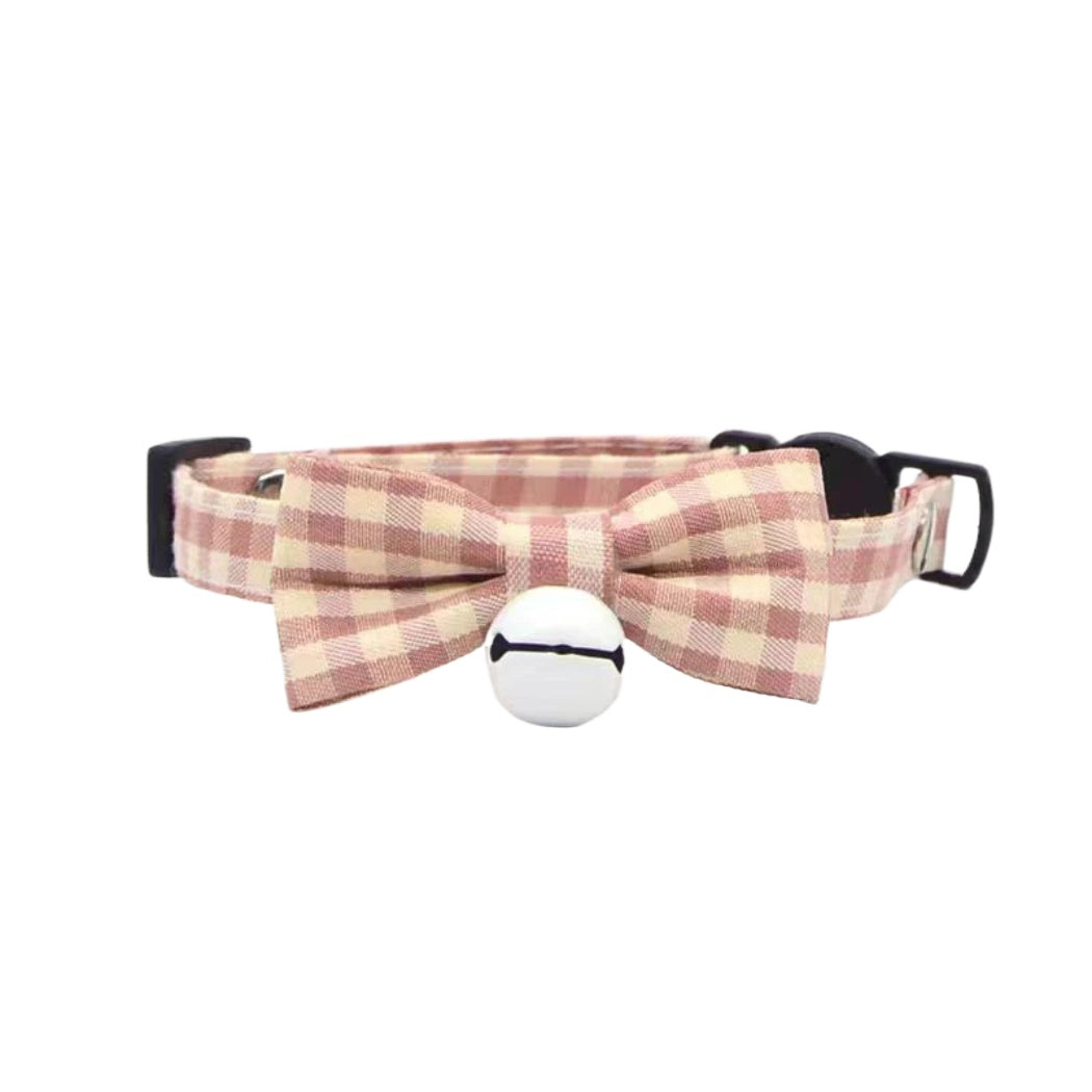 Mokka - Gingham Check Bow Breakaway Cat Collar