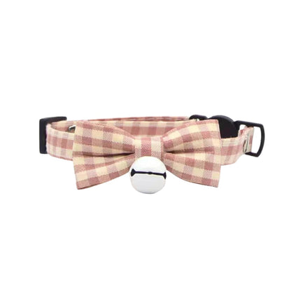 Mokka - Gingham Check Bow Breakaway Cat Collar