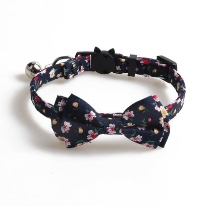 Mokka floral bowtie cat collar with bell view 5