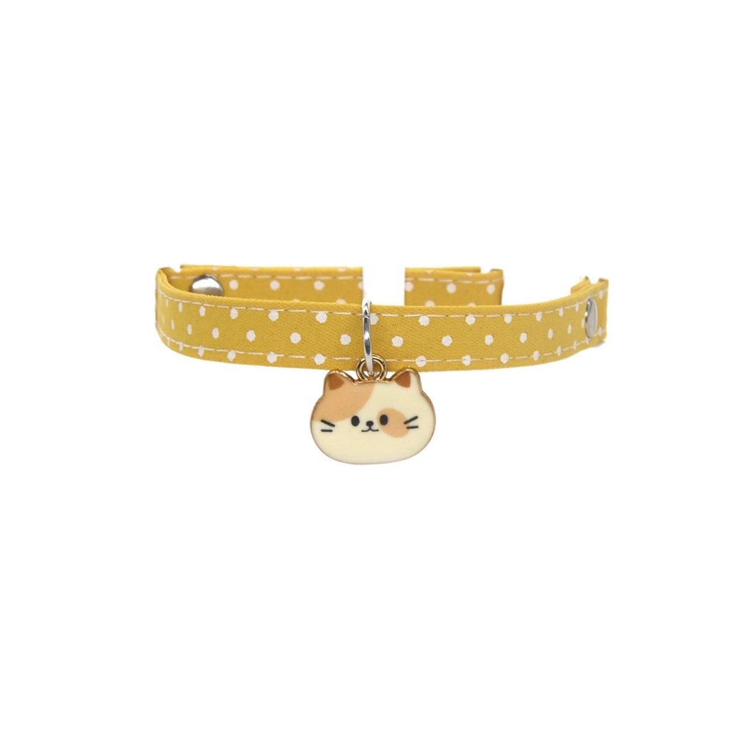 Pink breakaway collar with Mokka cat face charm and silver bell