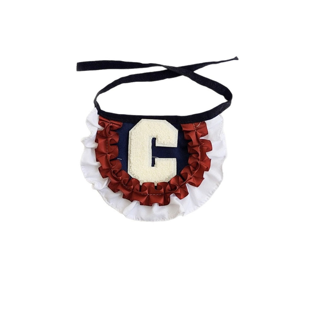 Mokka pleated letter cat collar displayed on a white background