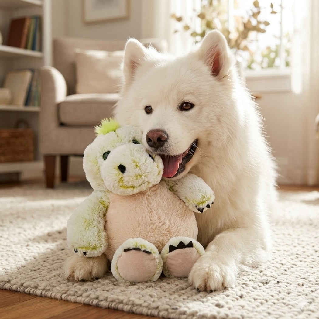 Petkin - Soft Plush Dinosaur Dog Toy with Squeaker
