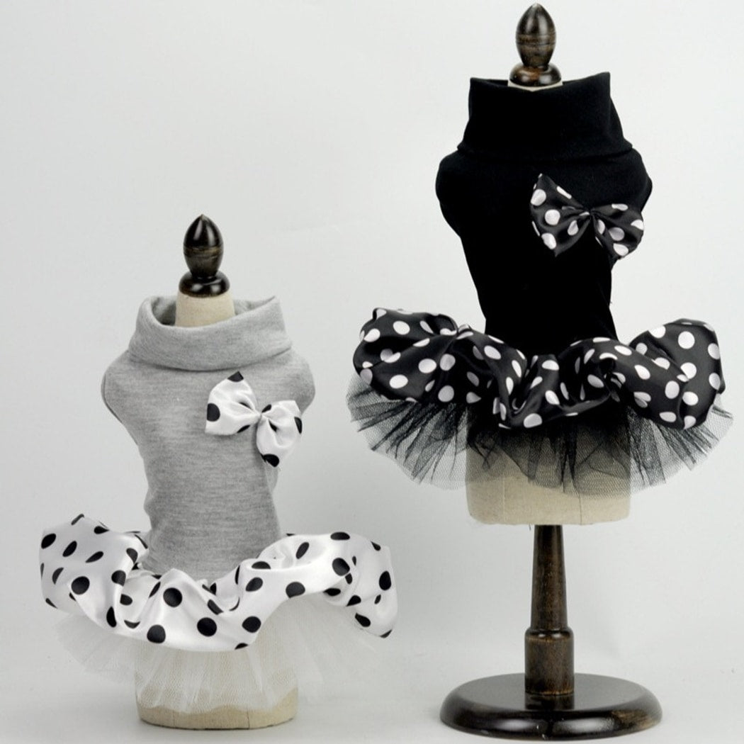 Ozzie - Polka Dot Bow Ruffle Hem Dog Dress Outfit