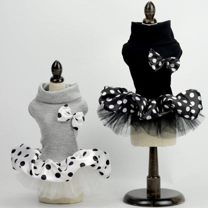 Ozzie - Polka Dot Bow Ruffle Hem Dog Dress Outfit