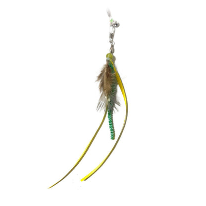 Close-up of Moo Interactive Feather Cat Teaser showing vibrant feather details