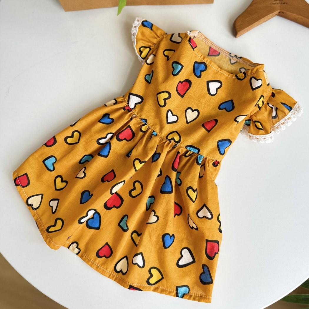 Ozzie - Colorful Heart Print Casual Dress for Pets