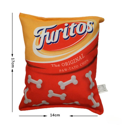 Top view of Petkin Chips Shape Dog Toy highlighting its chip-like design