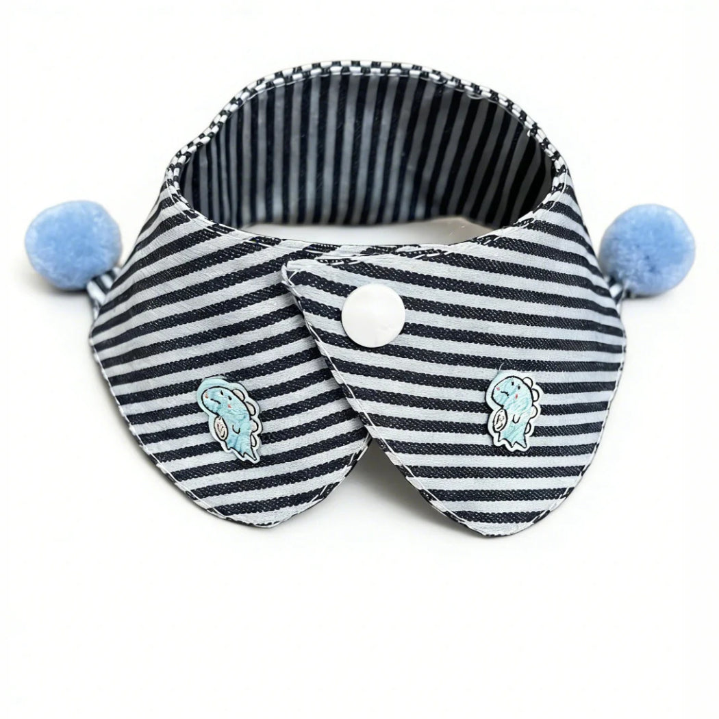 Mokka - Striped Pom Pom Pet Collar