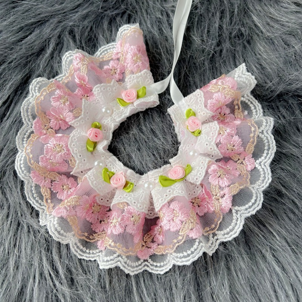 Mokka - Floral Ruffled Bib Pet Neckwear