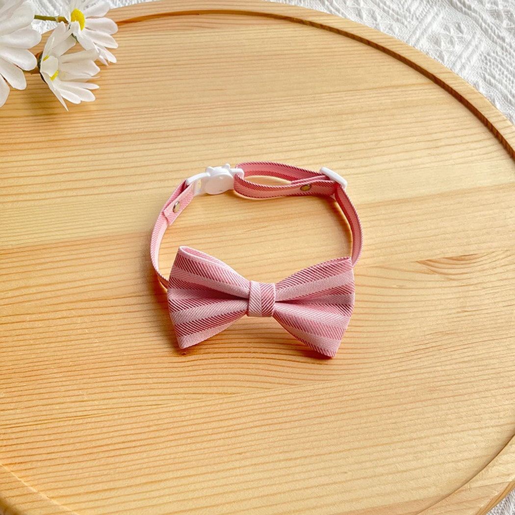 Mokka - British Style Striped Bow Cat Collar