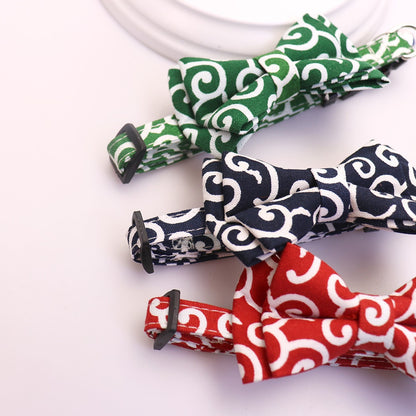 Mokka - Folksy Style Scroll Print Bow Cat Collar