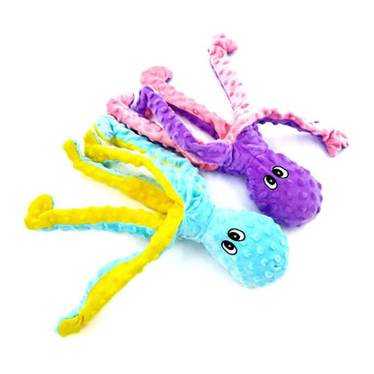 Petkin - Plush Octopus Dog Toy | Crinkle & Squeaky Pet Toy | Soft Interactive Tug Toy