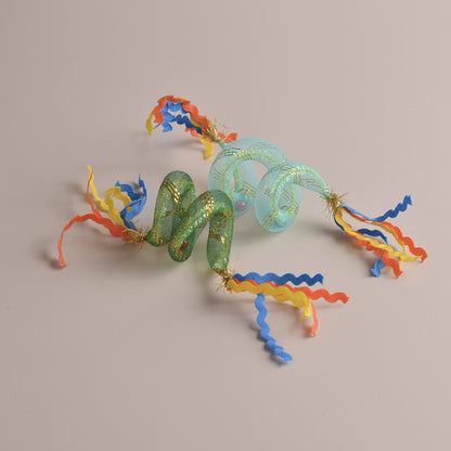 Moo - Mesh Tube Cat Toy with Ribbons