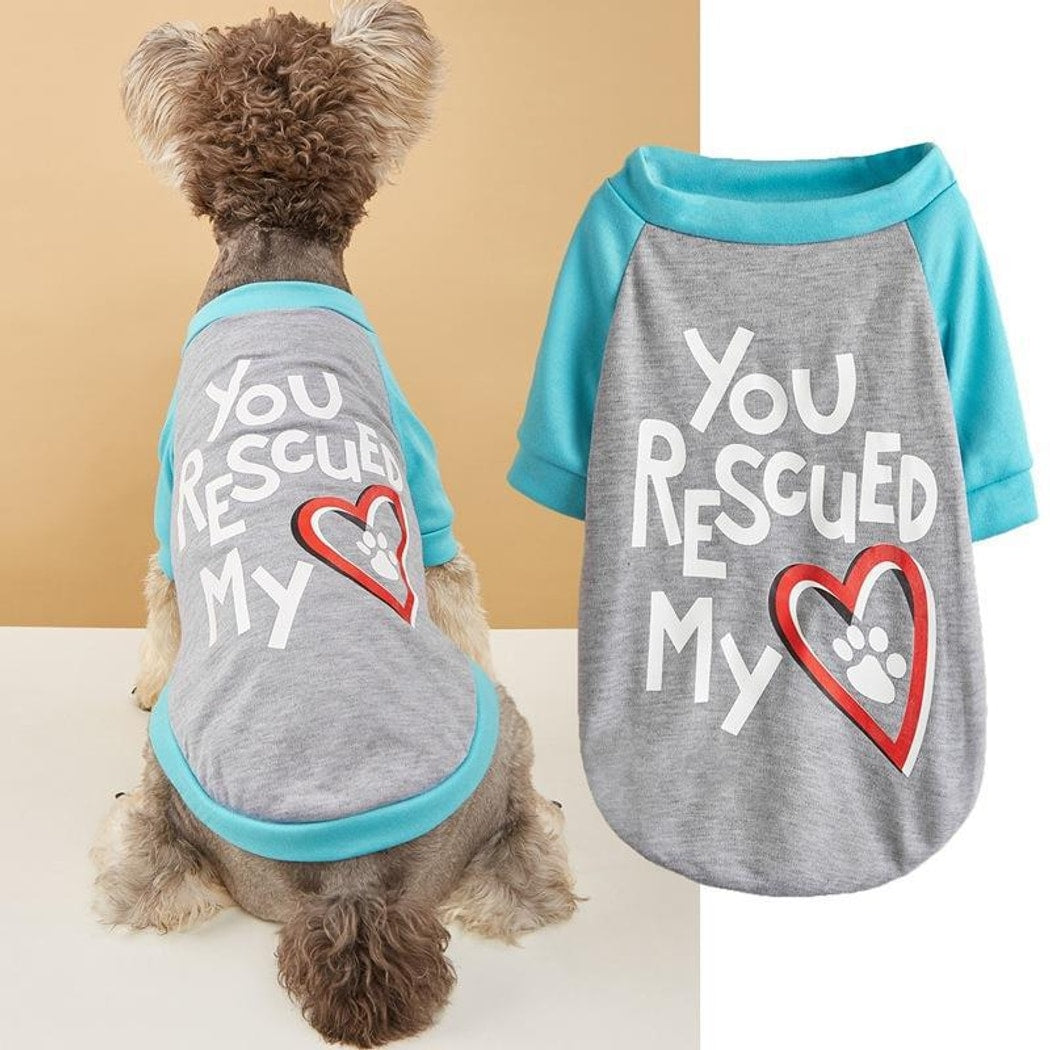 Ozzie - Heart Print Contrast Sleeve Pet Dog T-Shirt