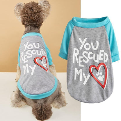 Ozzie - Heart Print Contrast Sleeve Pet Dog T-Shirt