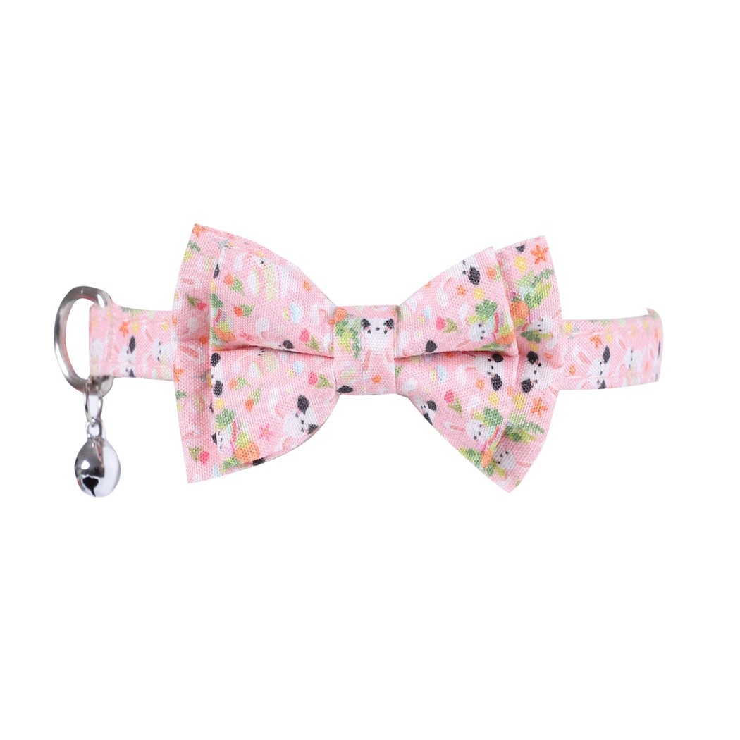 Mokka - Rabbit Print Bow Detail Pet Cat Collar