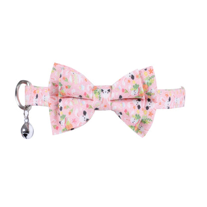 Mokka - Rabbit Print Bow Detail Pet Cat Collar