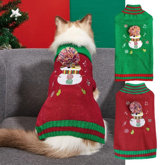 Christmoo - Knitted Christmas Snowman Dog and Cat Sweater