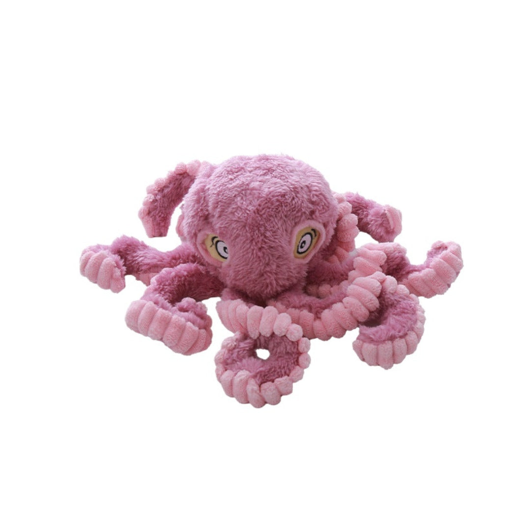 Petkin - Plush Octopus with Stitched Eyes Dog Toy