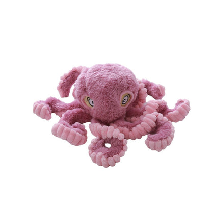 Petkin - Plush Octopus with Stitched Eyes Dog Toy