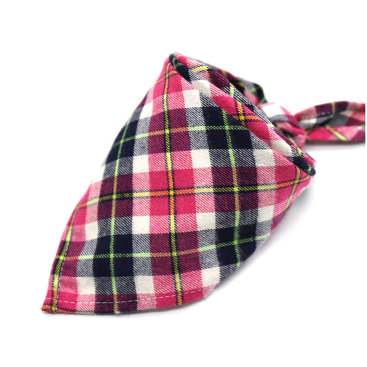 Furbud - Pink Winter Plaid Pet Bandana