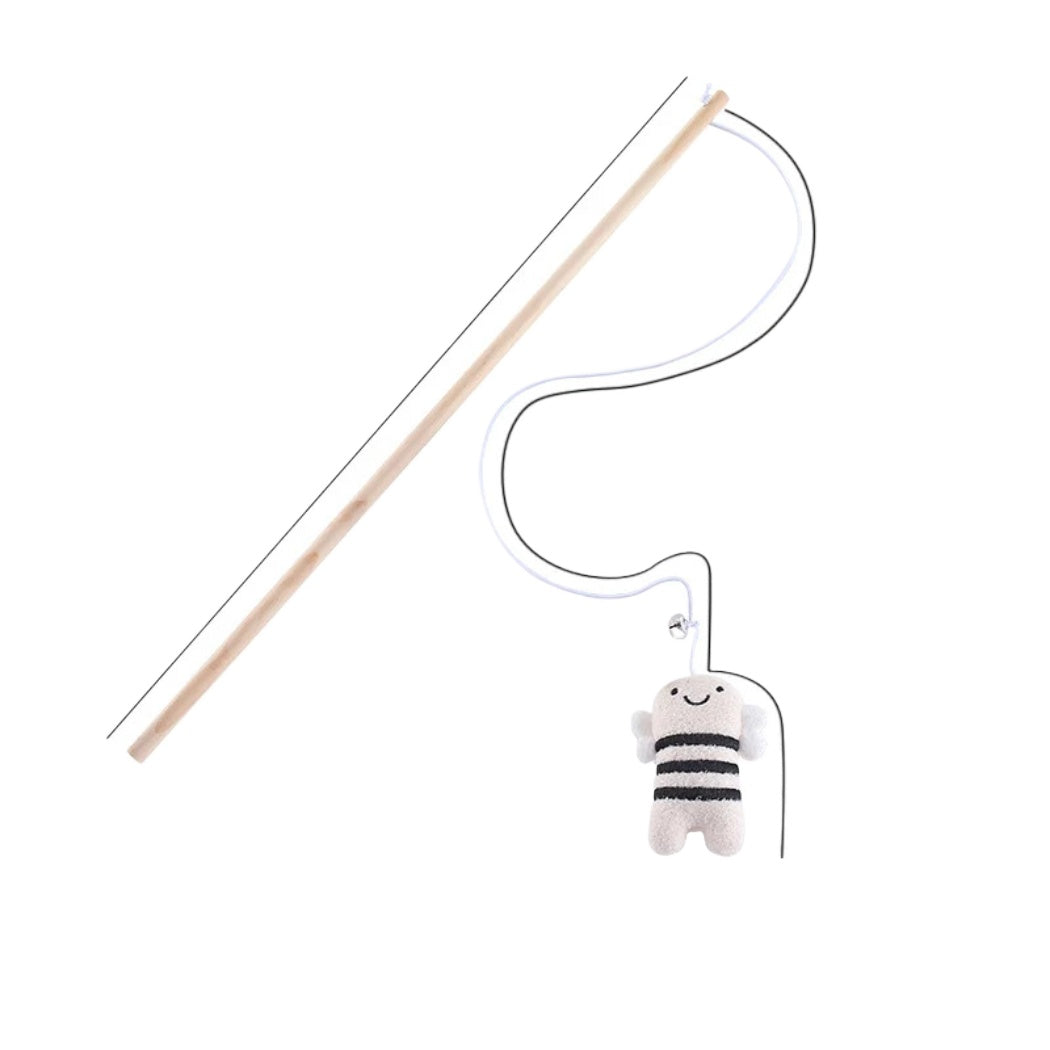 Moo - Plush Character Wand Cat Toy