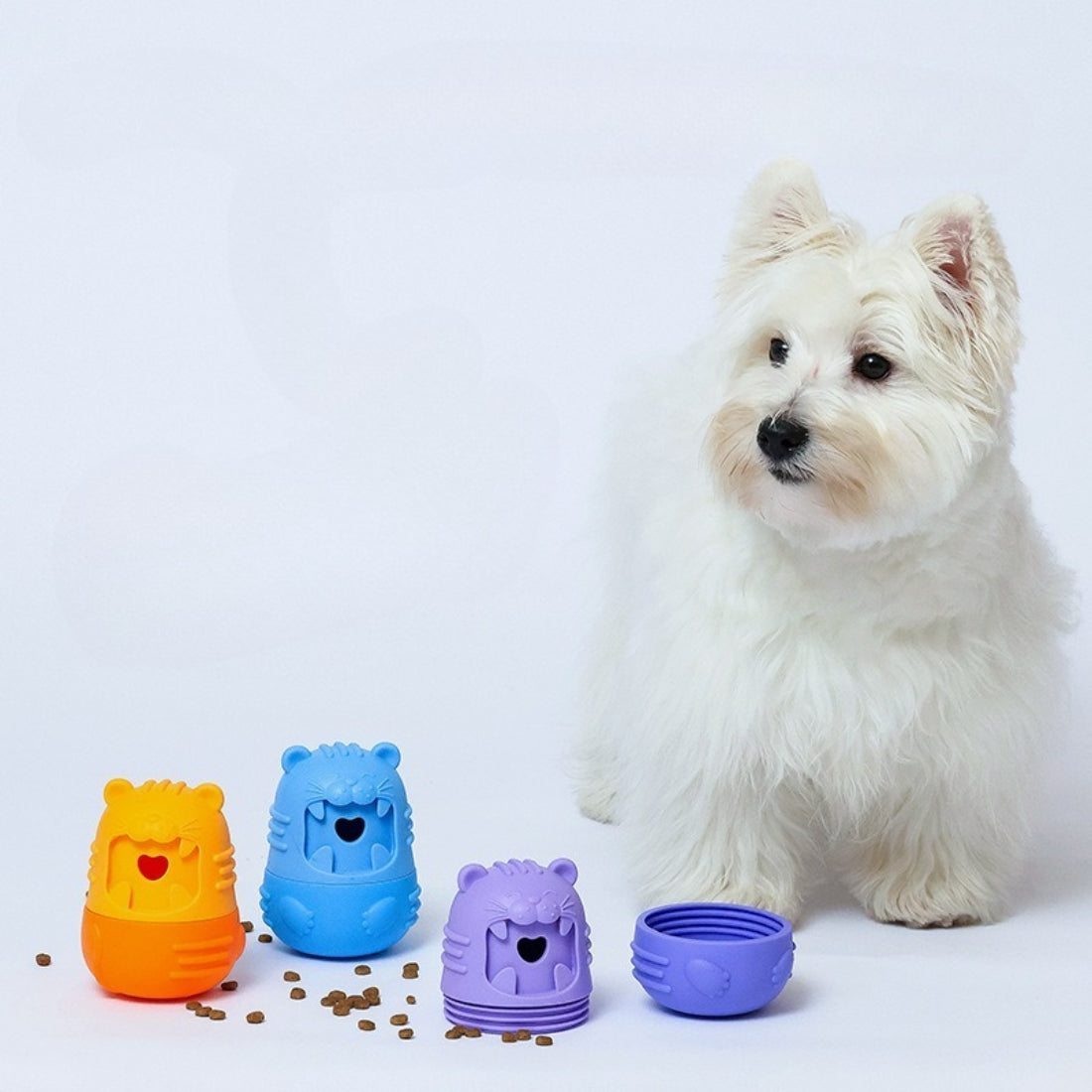 Petkin Monster Treat Dispenser dog toy in green with monster face design