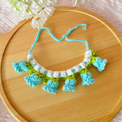 Mokka - Floral Princess Style Knit Cat Collar