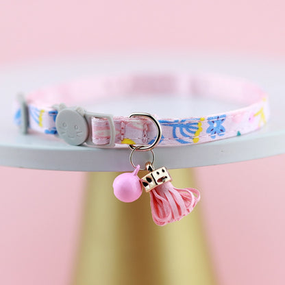Mokka - Floral Bow Bell Accent Adjustable Cat Collar