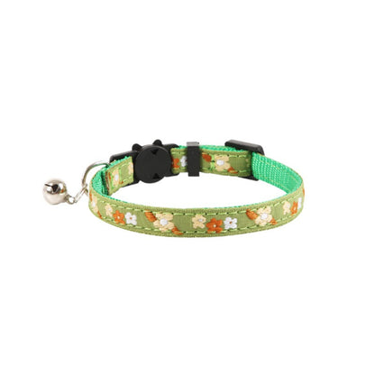 Mokka Spring Flower Cat Collar laid flat highlighting design details