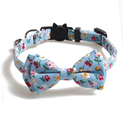 Mokka floral bowtie cat collar with bell view 7