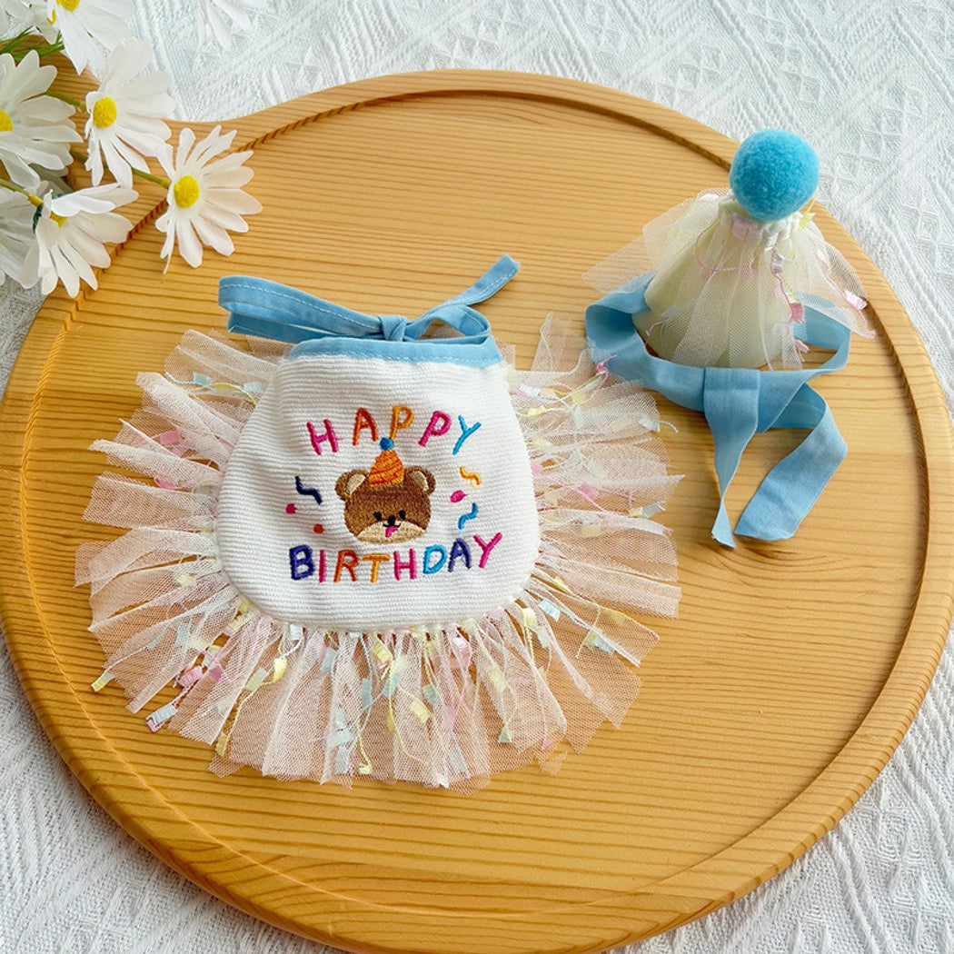 Mokka - Letter Pattern Pet Birthday Hat and Bib