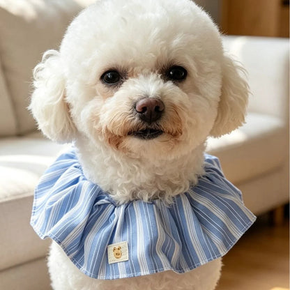 Mokka - Striped Ruffled Bib Bear Patch Pet Neckwear