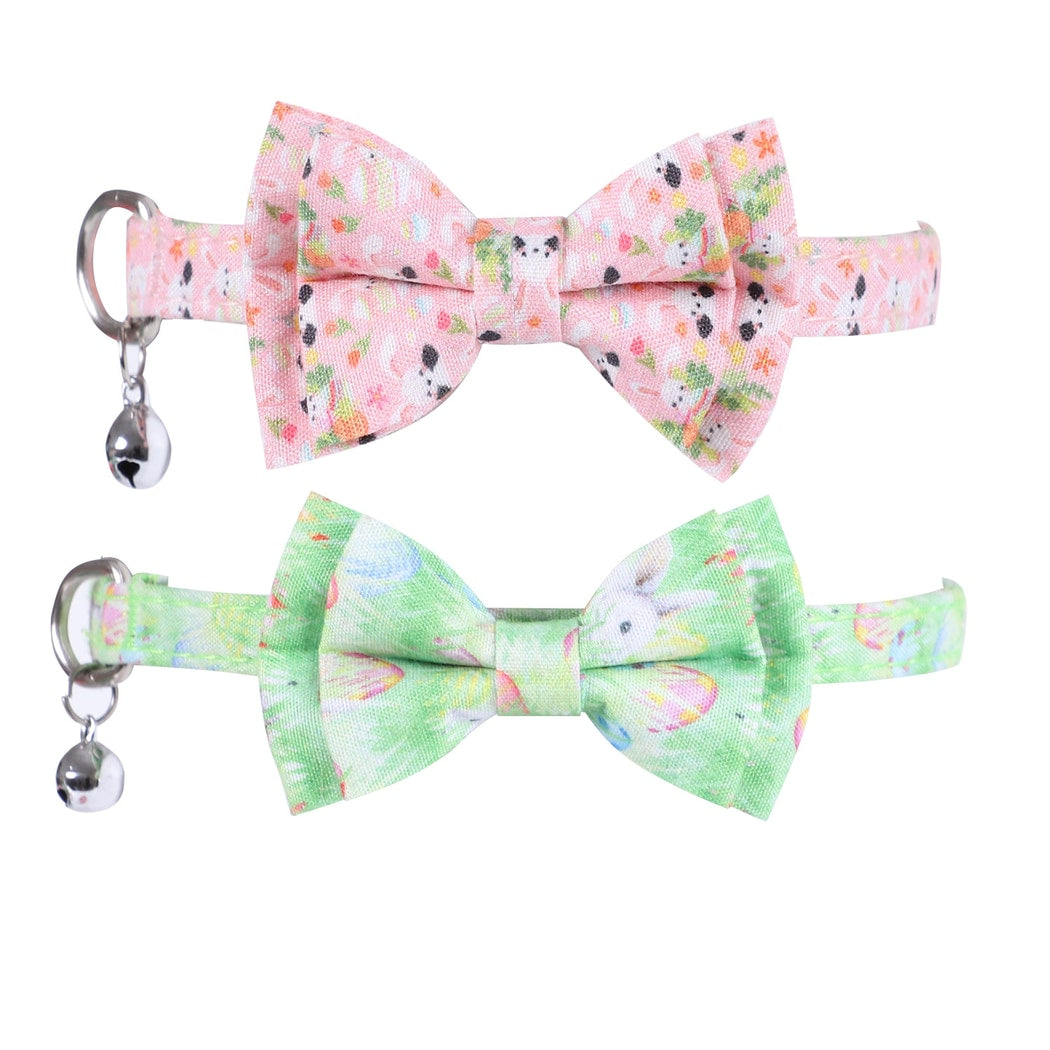 Mokka - Rabbit Print Bow Detail Pet Cat Collar