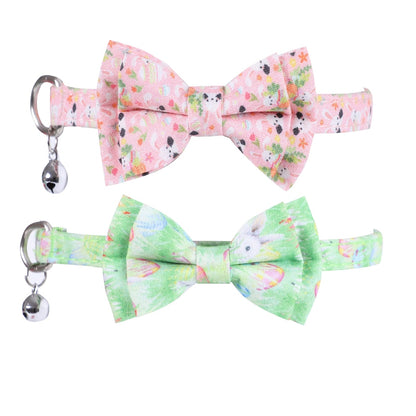Mokka - Rabbit Print Bow Detail Pet Cat Collar