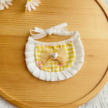 Mokka - Ruffled Tie Strap Cat Bib