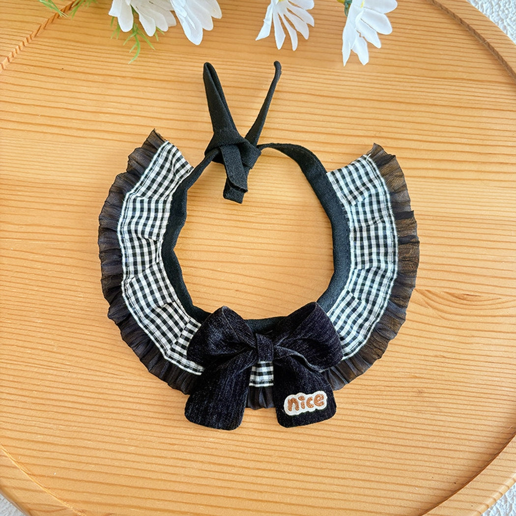 Mokka - Ruffle Trim Plaid Cat Collar