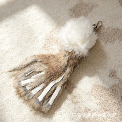 MOO Rabbit Fur Cat Wand Toy Set