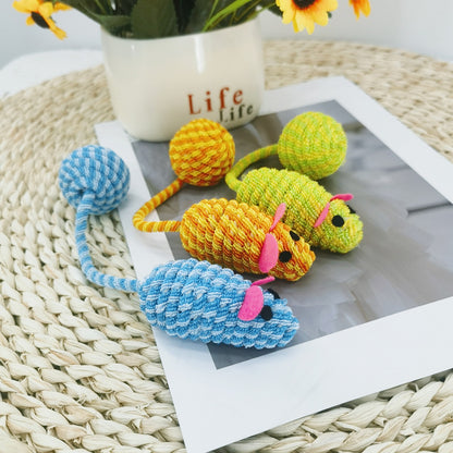 Moo Long Tail Mouse Chase cat toy with a gray mouse and long tail on white background