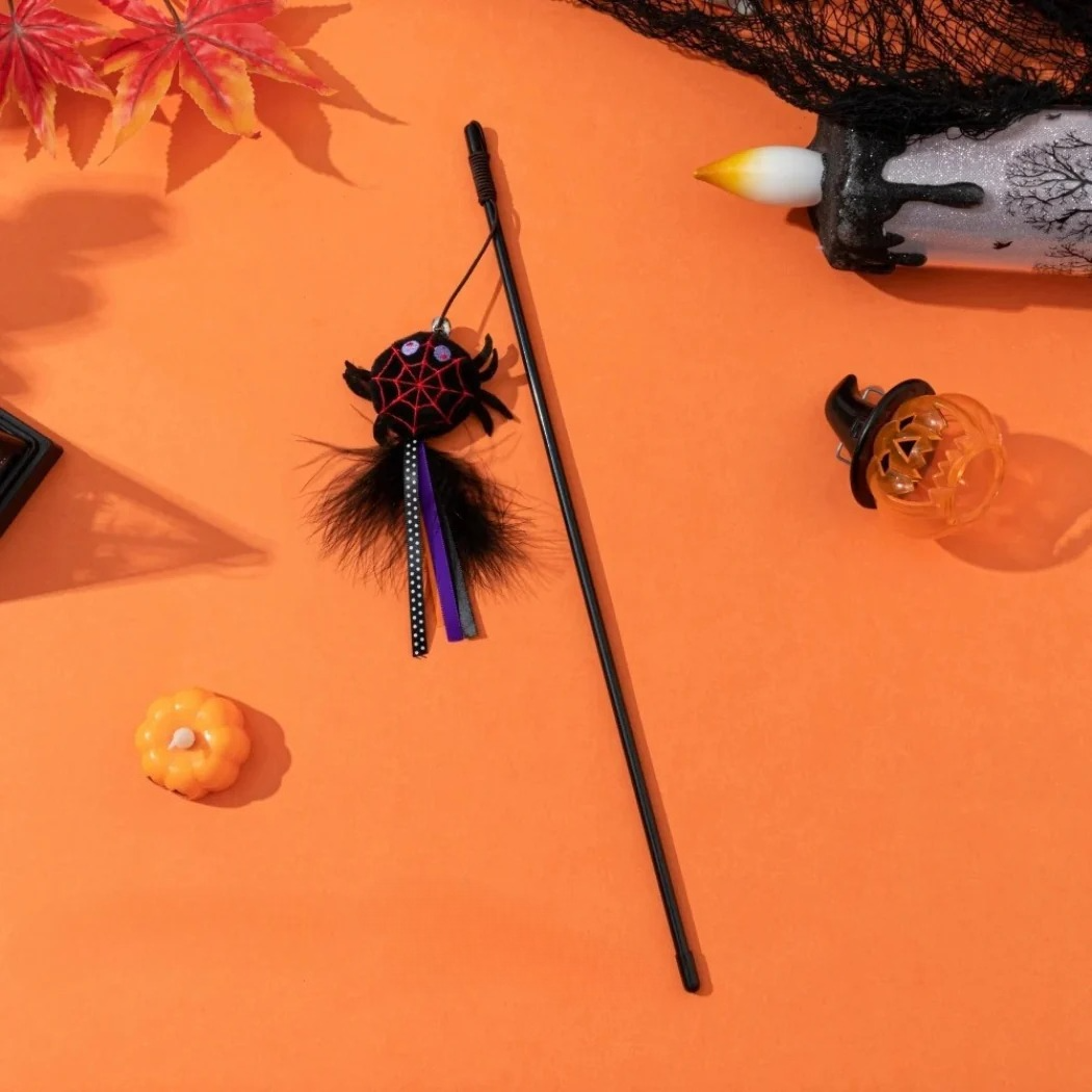 Moo - Halloween Bell & Feather Trim Cat Wand Toy
