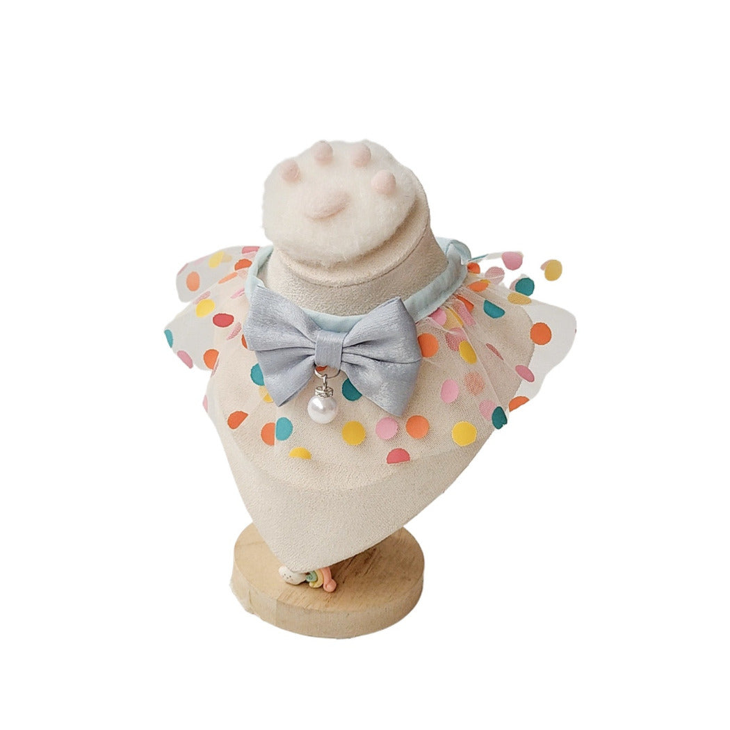 Mokka - Multicolor Polka Dot Ruffled Bib Bow Pet Neckwear