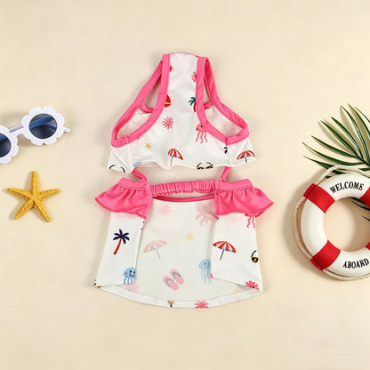 Ozzie - Cartoon Print Split Style Dog Swimsuit
